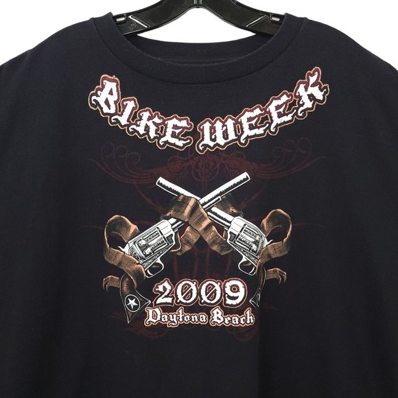 Bike Week 2009 Daytona Beach T Shirt Mens 3XL Double Sided Crew Neck Black Biker - Picture 9 of 16